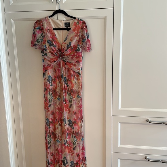 Adrianna Papell Womens Metallic Pleated Twist Gown - Picture 2 of 5